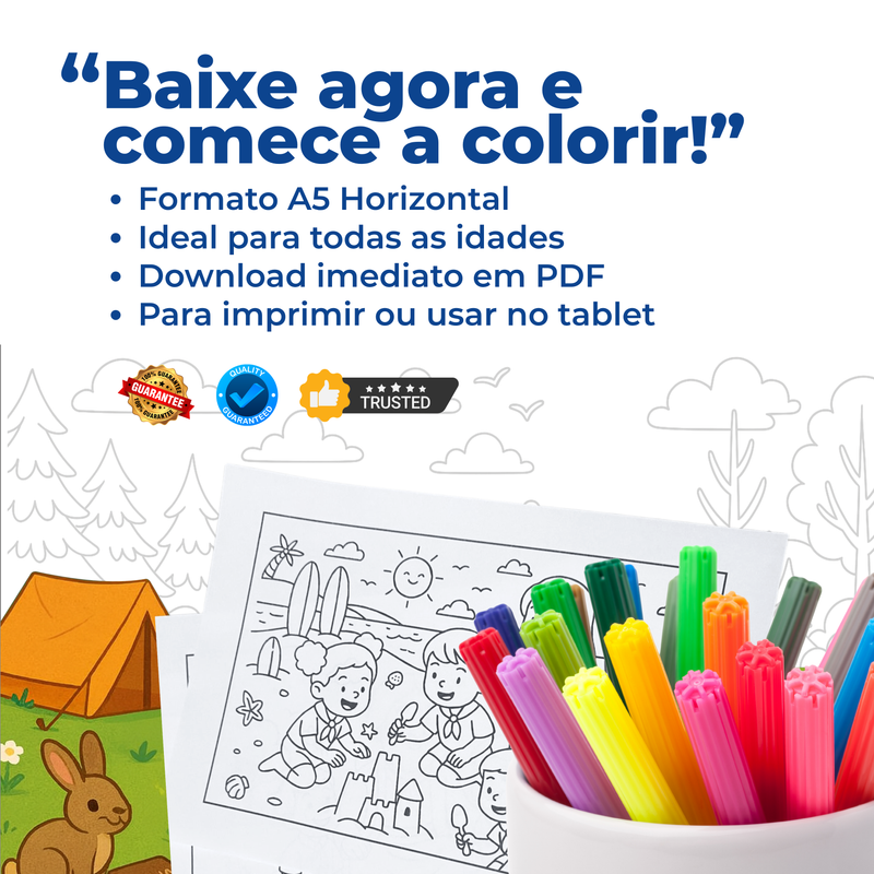 Colorindo com os Aventureiros | E-book para baixar, imprimir e colorir.
